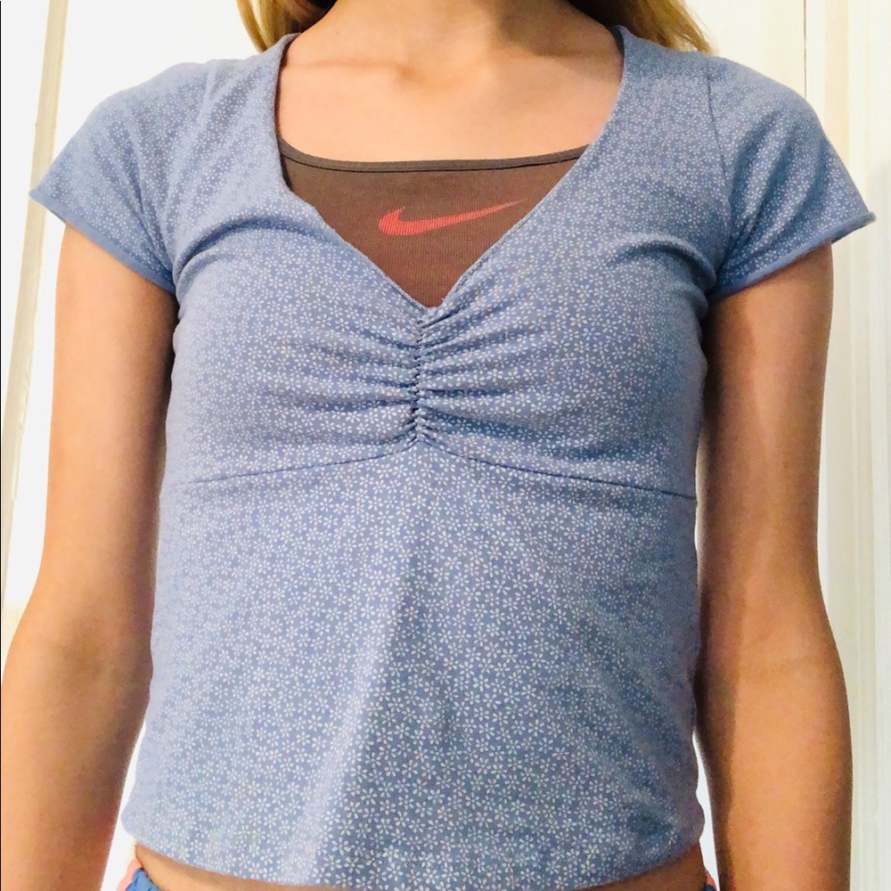 Baby blue floral Gina top from brandy Melville